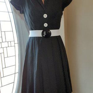 RUBY REX Black White Polka Dot DRESS Size 7